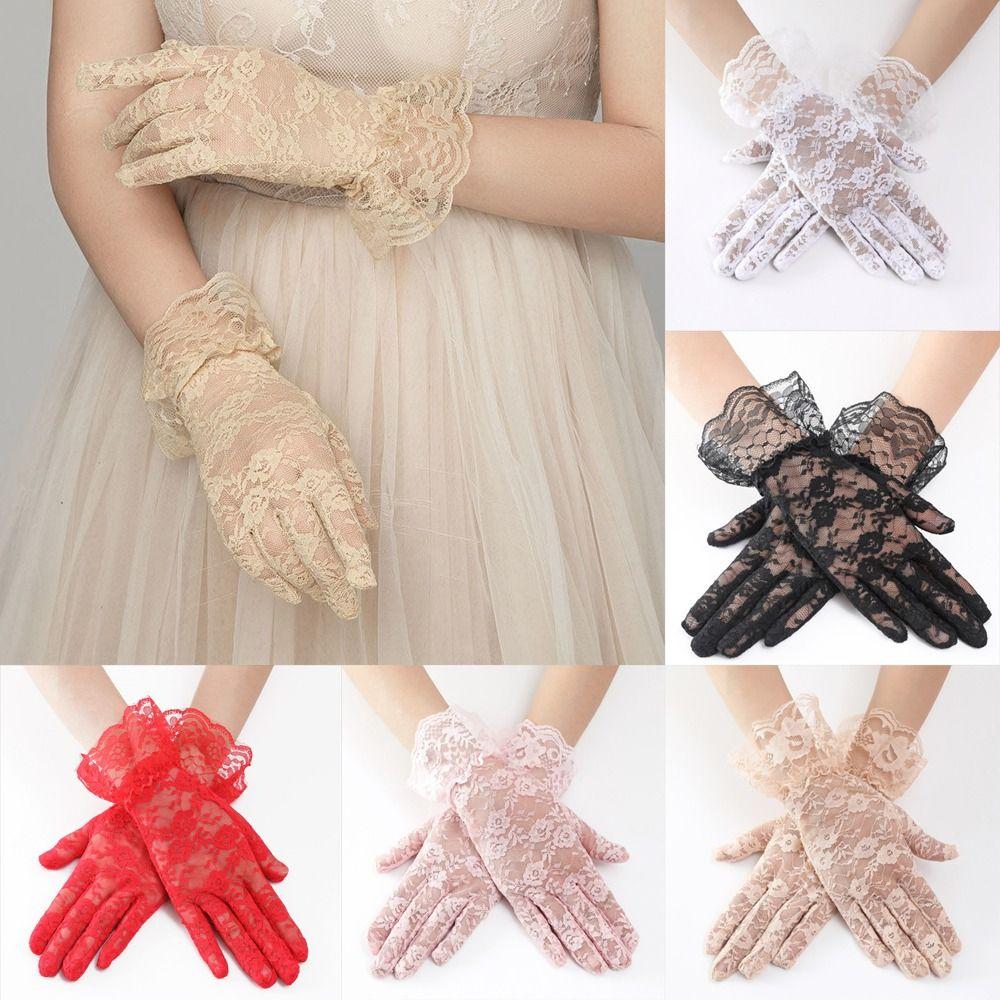 Wedding/Party Women's Lace Gloves Floral Full Finger Gloves for Dinner Fancy Costume Accessories