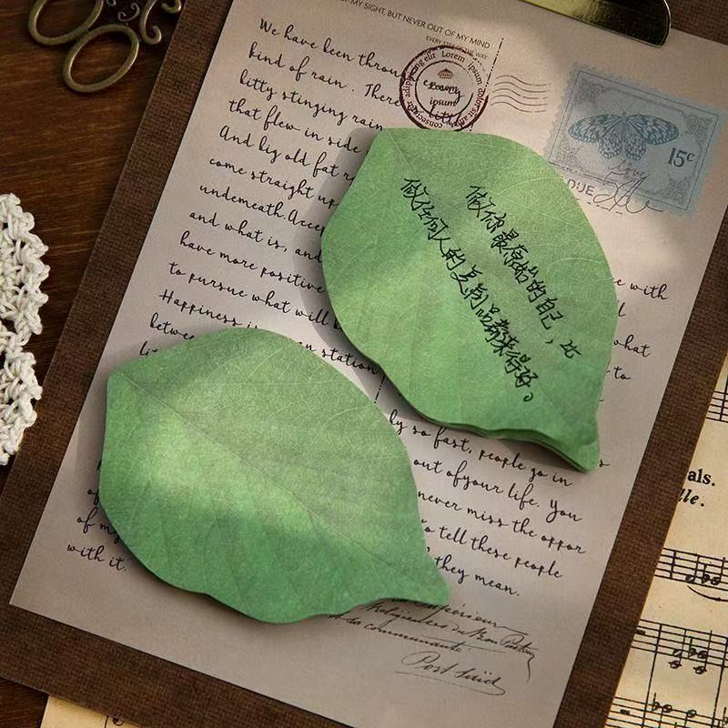 Kawai Stationery Simulated Tree Leaf Sticky Notes Simple Pad Message Stickers Creative Simple and Convenient Wish N Times Lovely