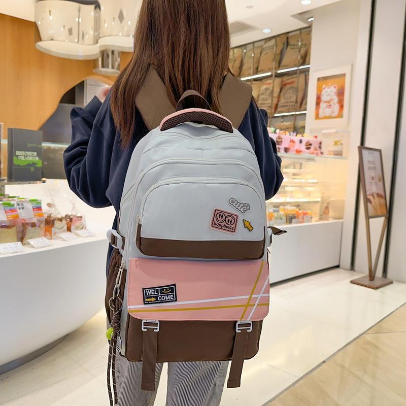 High value contrasting colors and large capacity, junior high school and high school student schoolbag 25 new cute little fragrant wind backpack
