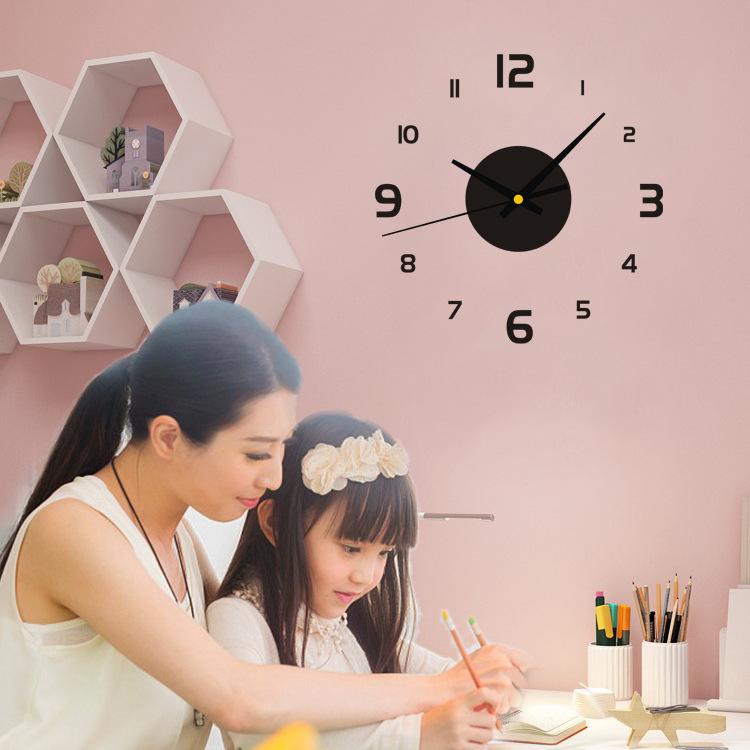 Simple Living Room Bedroom Home Silent Clock Acrylic Digital Clock Diy Wall Sticker Clock Luminous