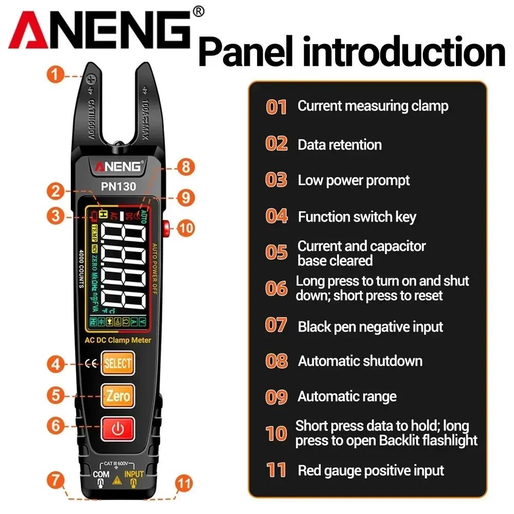 ANENG PN130 Clamp Meter Digital Multimeter 4000 Ohm Voltage Current meter Hz Test Tools Counts AC/DC Voltage Capacitance NCV