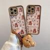 Plaid Bear Suitable for Apple 16promax Mobile Phone Case with Bracelet 15 Fine Holes All Inclusive 14 Protective Case Xr Soft Shell
