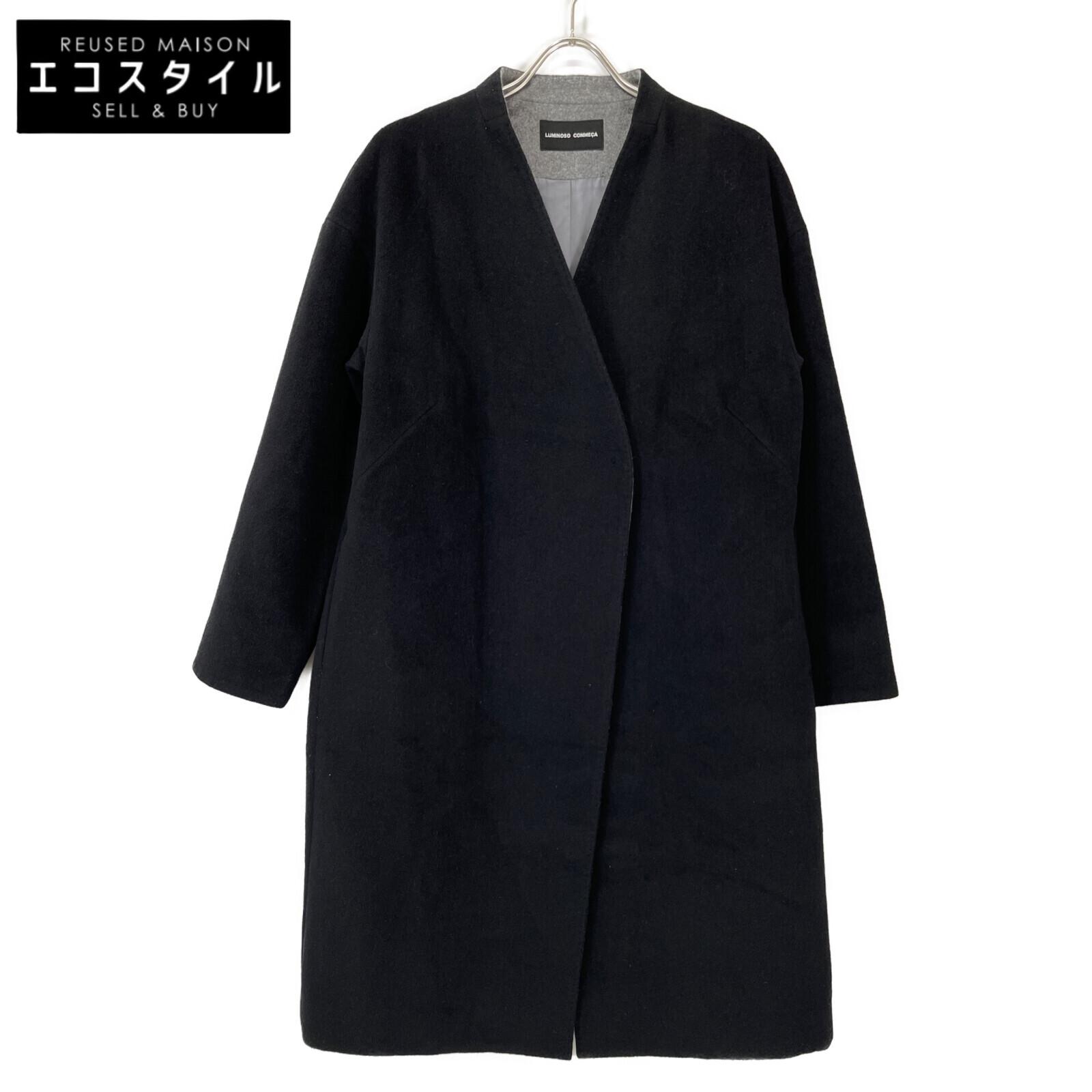 

LUMINOSO COMMECA Black x Grey 18AW 40-15IW03 Angora Wool Hooded Coat coat 9 blackUsed
