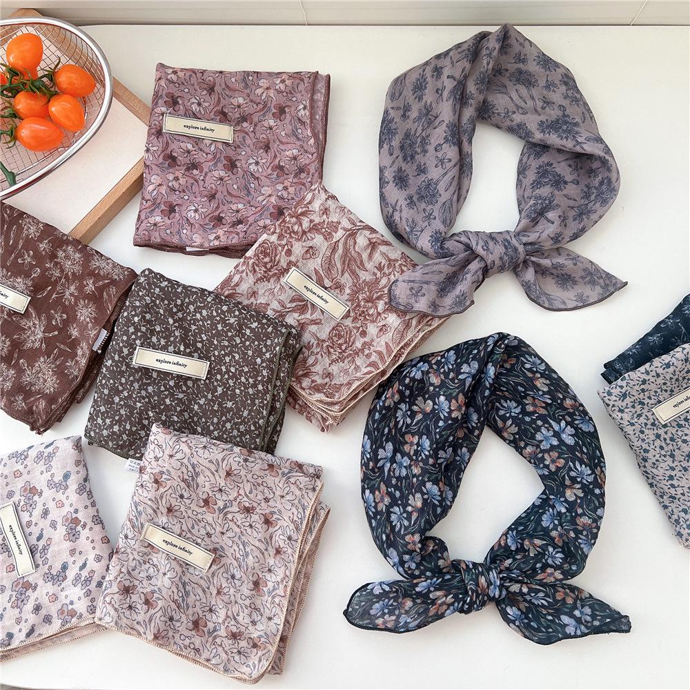 Korean-Inspired Cotton Linen Silk Scarf - Elegant, Simple, High-End Neckerchief for Spring & Autumn