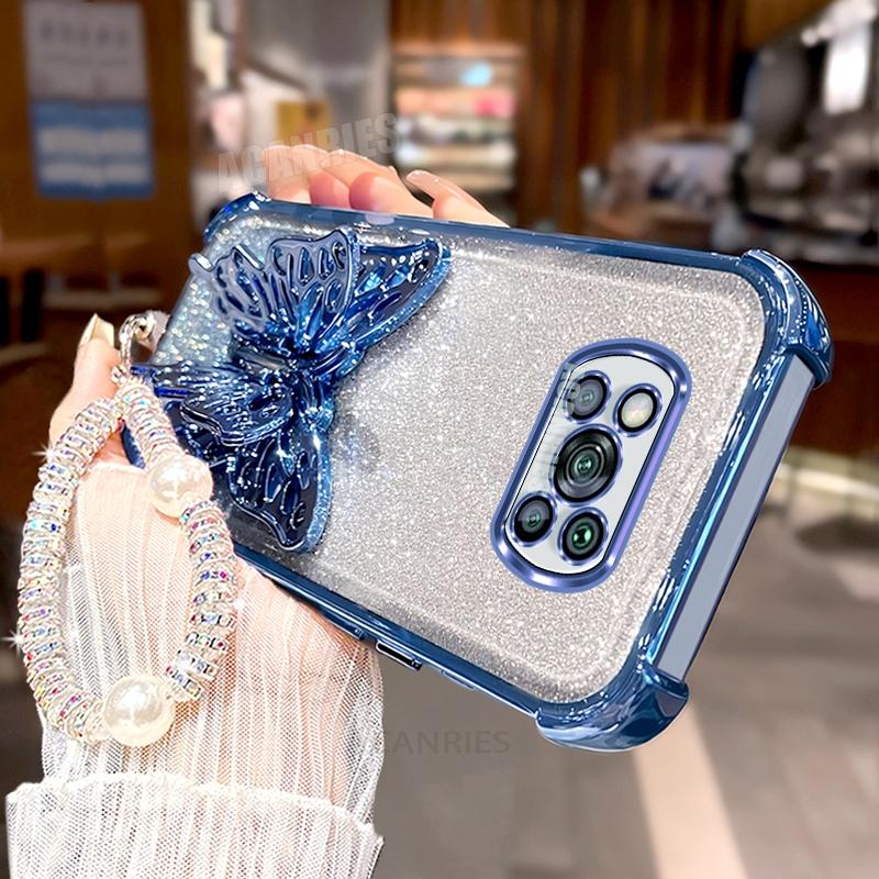 

Pocox3pro Шнурок Покрытие Держатель-бабочка Силиконовый чехол для Xiaomi Mi Poco X3 X5 X6 X7 M6 Pro C75 C65 Ударопрочная подставка Крышка Poco x7 pro