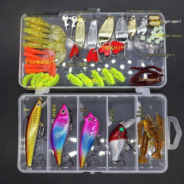 Lure Spinner & Soft Bait Thunder Frog Minnow Hook Combo Set In Box