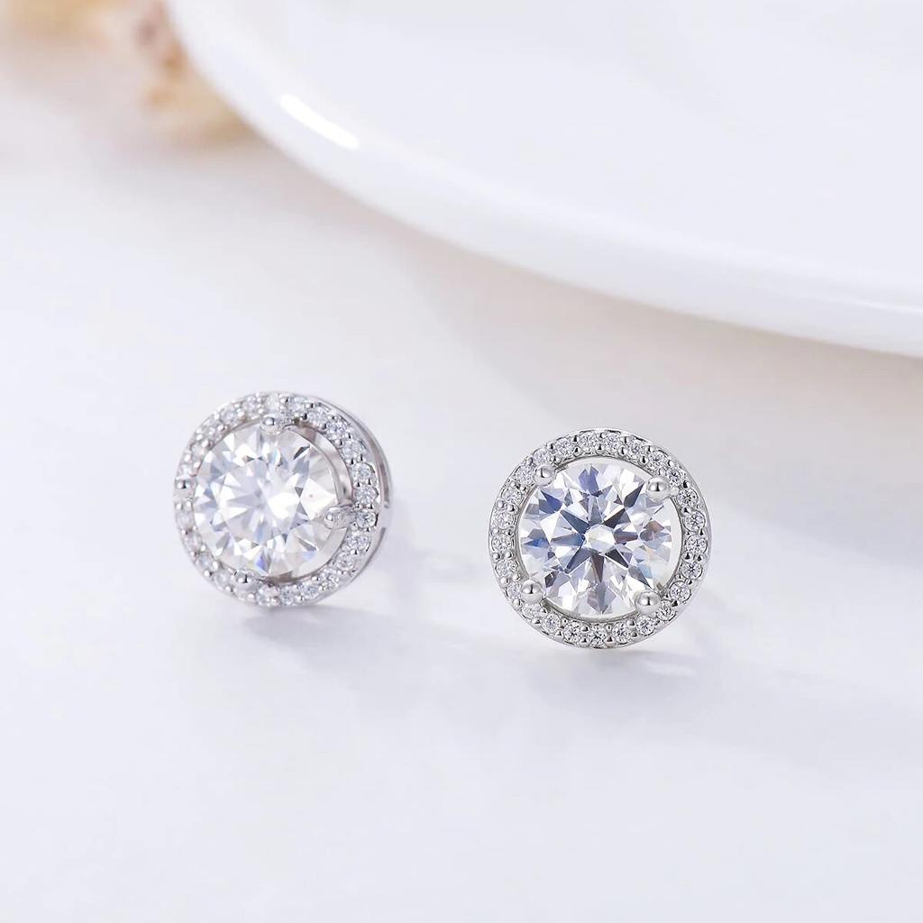 D Farbe 100% Moissanite Ohrring 0,5 ct 1,0 ct Rund Brillant Diamant 925 Sterling Silber Ohrstecker Geburtstagsgeschenk Edlen Schmuck