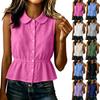 Women's Casual Linen Cotton Button Front Sleeveless Top for Summer Everyday Wear