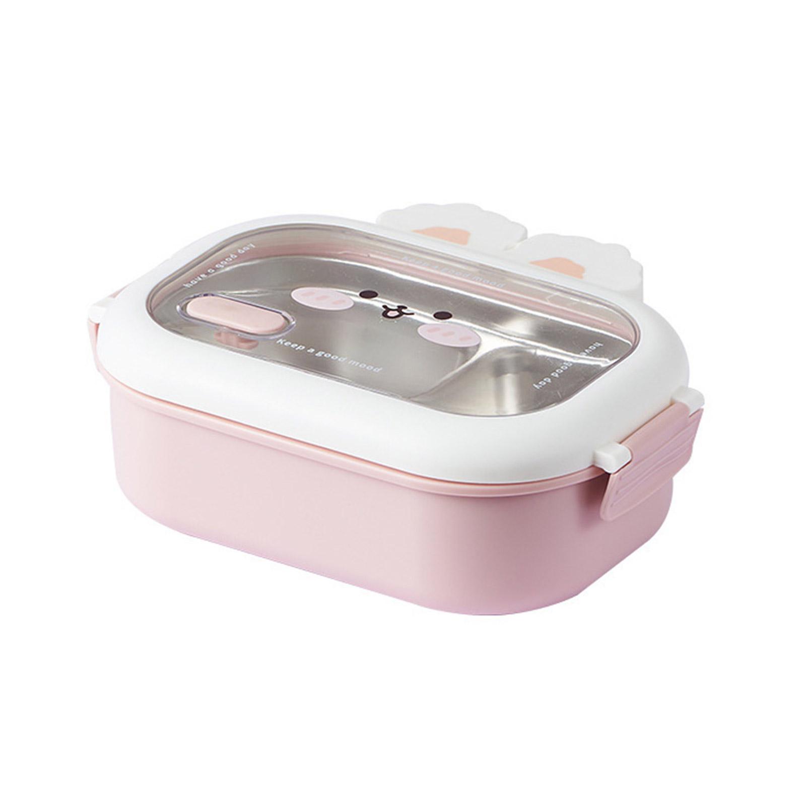 

Durable Bento Box With Compartments Stainless Steel Rabbit Bento for Kids School Picnic Travel Friendly Lunch Case розовый