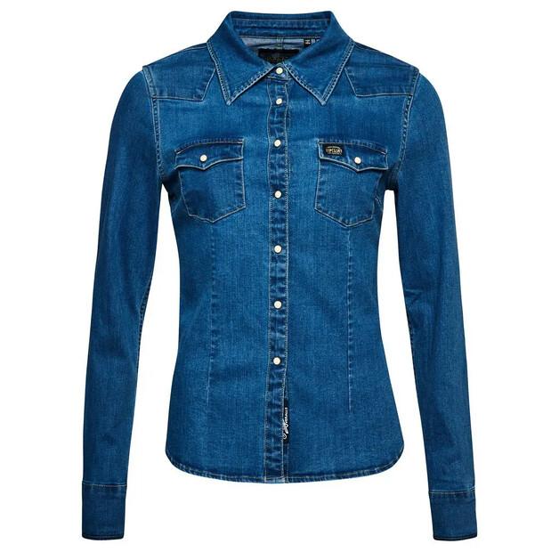 Superdry Denim Western рубашка с длинным рукавом
