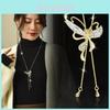 Butterfly Brooch And Sweater Chain Set With Removable Crystals For Elegant Fall Winter Wear