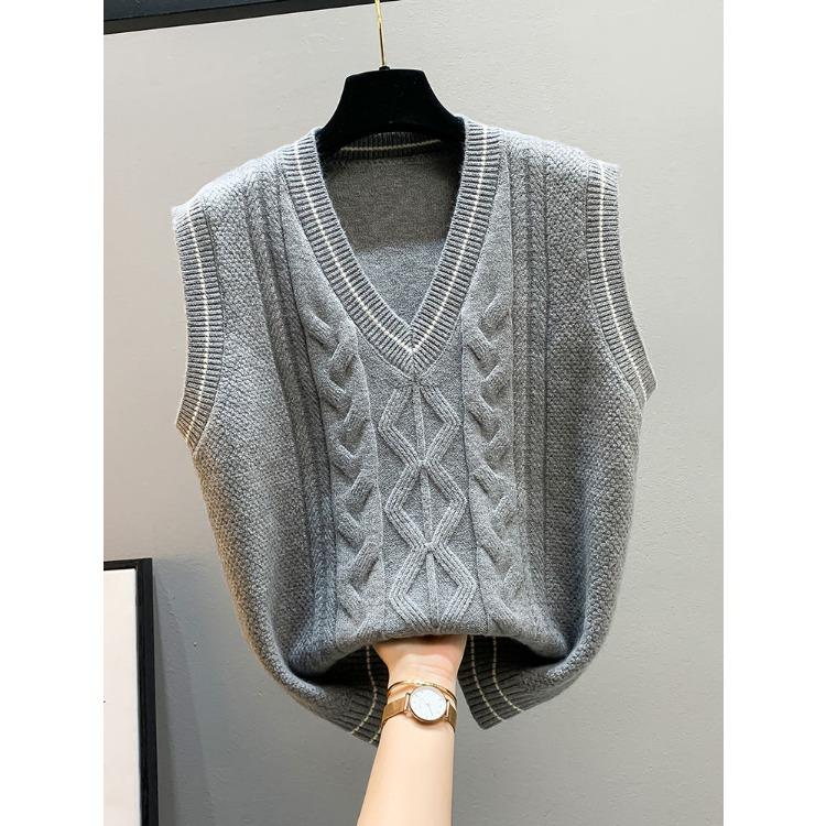 Women's Vest Knitted Tank Top for Spring and Autumn Wear New Women's Sweater Winter V-neck Loose