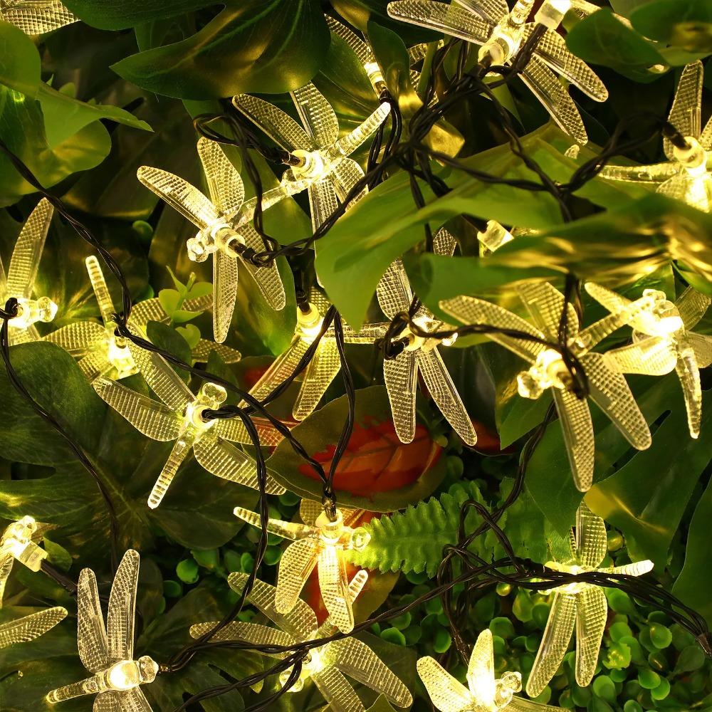 Dragonfly LED Solar String Lights Waterproof Colorful Decorative Lamp Outdoor Garden Balcony Patio Night Landscape Lighting