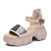 The First Layer of Cowhide Sandals for Women In the Summer of 2025, the New Breathable Hollow Ethnic Style Retro Thick-soled Muffin Shoes for Women