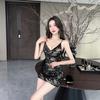 Sexy low-cut irregular lace V-neck suspender dress women's nightclub design ruffle edge hip skirt