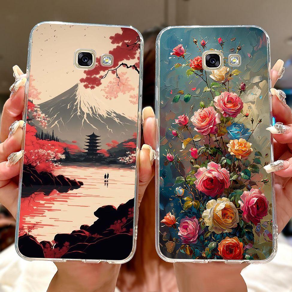 Clear For Samsung A5 2017 Case A520F Cute Cat Fashion Flower Funny Cool Painted Back Cover For Samsung Galaxy A5 2017 Phone Case