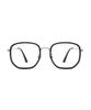 Oateu Poetic Black Silver Oversized Combination Horn-Rimmed Glasses