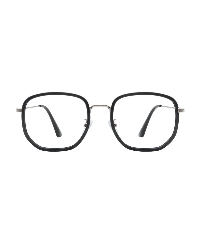 Oateu Poetic Black Silver Oversized Combination Horn-Rimmed Glasses
