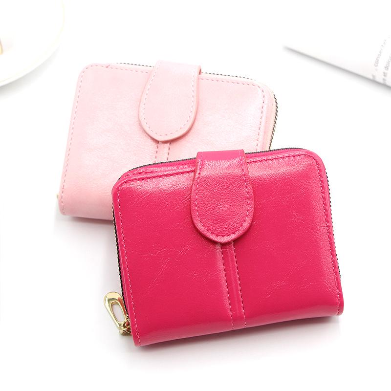 Women's Cute Soft Leather Bifold Wallet with Zipper