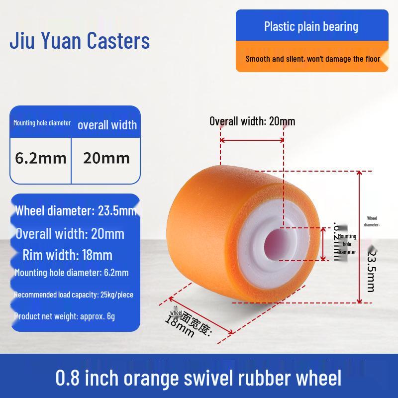 

0.8-Inch Silent Rubber Universal Casters Wheels - Small Load-Bearing Directional Steerable Collection