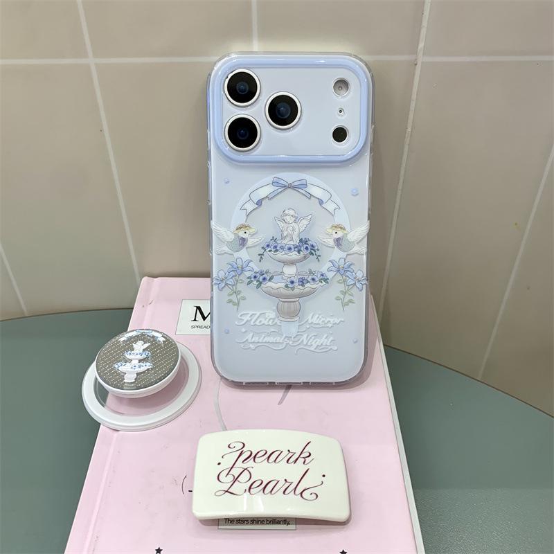 French Cupid Cherub Magnetic Phone Case for iPhone 14/15/16 Pro Max/17