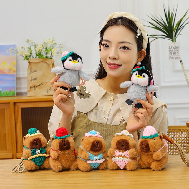 Knitted Clothing Capybara Doll Bag Plush Pendant Penguin Kapibara Boutique Keychain