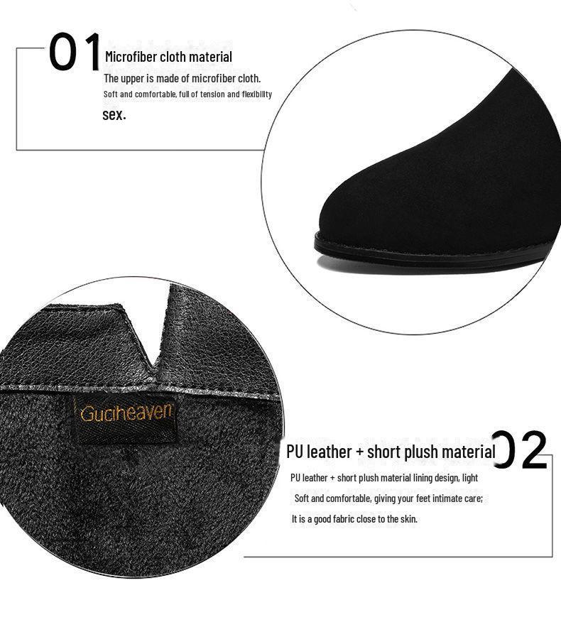 Women's Mid-Calf Martin Boots with Velvet Lining - British Style, All-Match Thick Medium Heels, Height-Enhancing Winter Cotton Boots