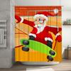 Tu Christmas Skateboard Duschvorhang Weihnachtsmann Festliche Feiertags-Badezimmerdekoration Wasserdichtes Stoff-Hintergrundbild Partyartikel für Zuhause