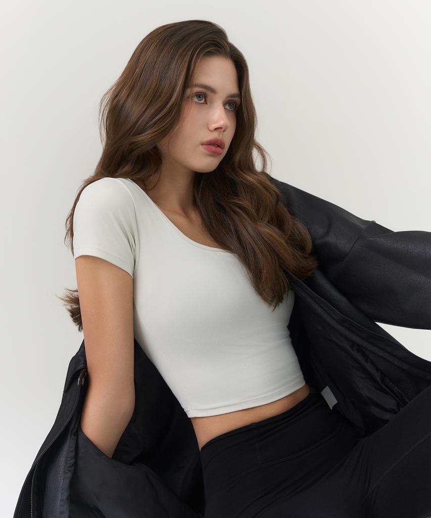 GRANDE LINE Elsoft Square Neck Crop Top_10 Colors