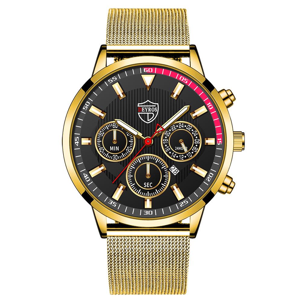 Milan Mesh Belt Watch Men'S Trend Fashion Calendar Luminous Quartz Watch