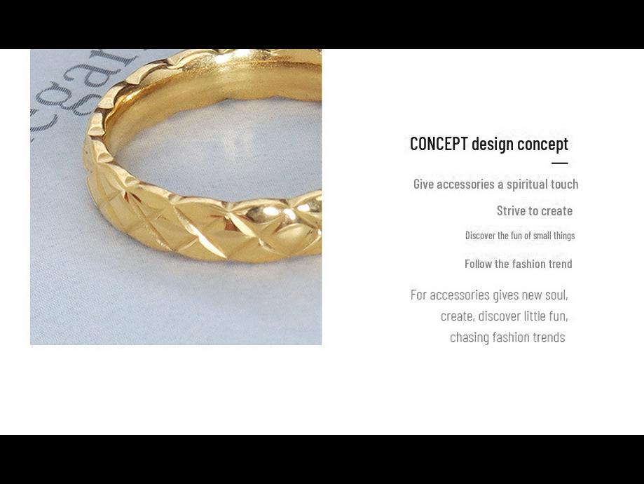 Marla French Retro 18K Gold and Diamond Titanium Steel Ring for Women