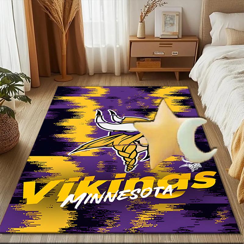 Vikings Team Spirit Rug Game Carpet, Floor Mat for Bedroom Living Room Entryway Rug, Home Decor Idea Gift for Christmas Birthday