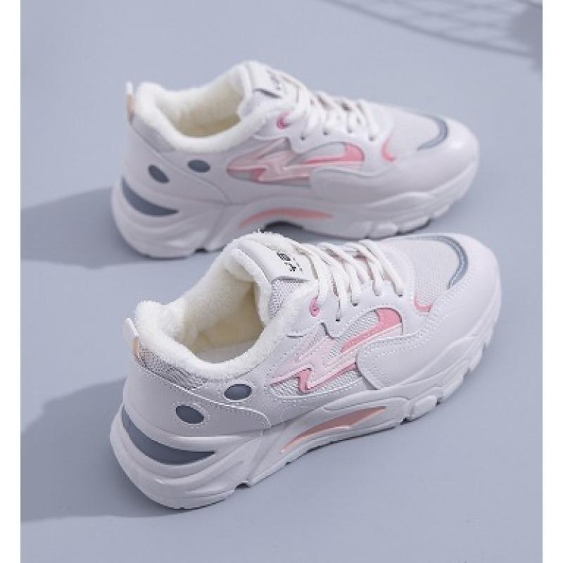 Winter Velvet Little White Shoes, New Female Students Thick-soled Heightening Sports Board Shoes