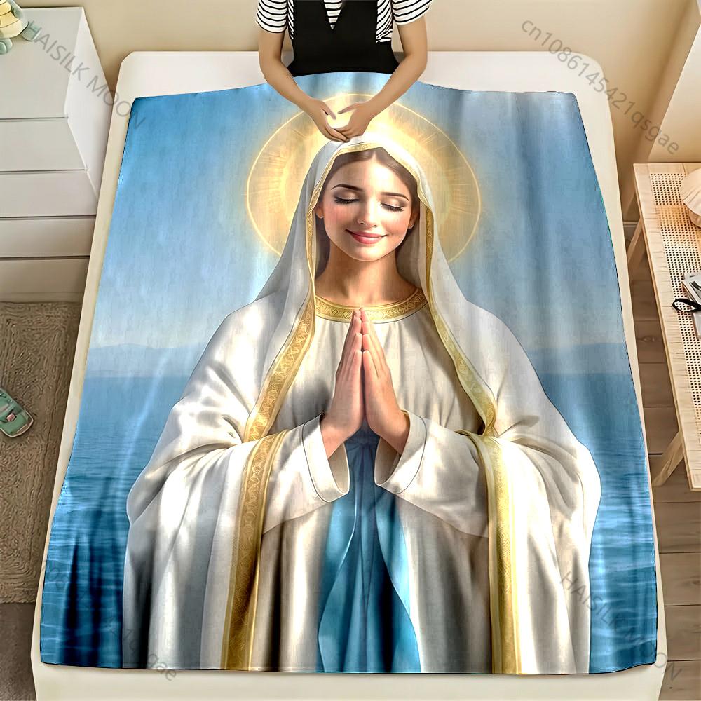 

1PC Praying saintly figure Print Blanket Warm Soft Fluffy Kids and Adult Sofa Bed Throw Blanket Outdoor Travel Camping RV 75x90cm
