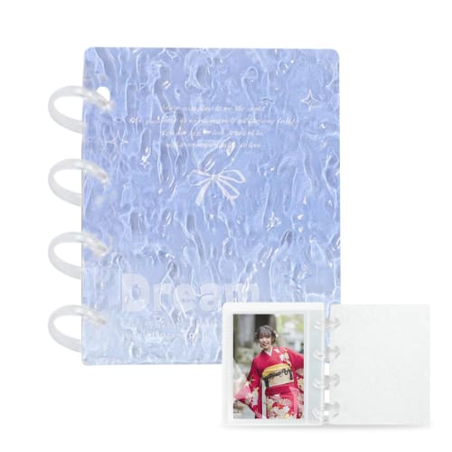 seimeinoki Trading Card Case, Beautiful Water Ripple Design, Transparent, Collectible Book, 4-Hole Mushroom Binder, Card File, Holds 20 3-Inch Photos,