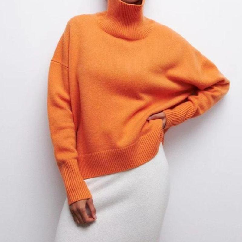 Pull à manches longues tendance pour l'automne et l'hiver, Pull à col rond léger et confortable, Pull en maille de couleur unie pour femme