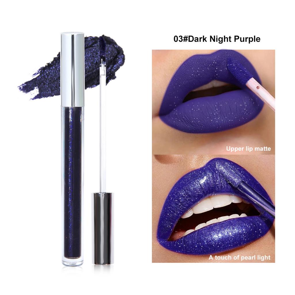 1Pc Long Lasting Waterproof Liquid Lipstick High Pigment Glitter Lip Gloss Non Stick Cup Smudge Proof Intense Color Lip Makeup for Women Girls