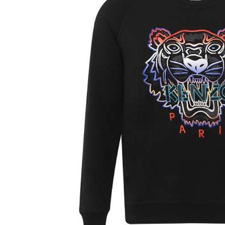 (WMNS) KENZO Multi-Color Embroidered Tiger Head Round Neck Raglan Sleeve Hoodie Black Women's F962SW8074XE-99