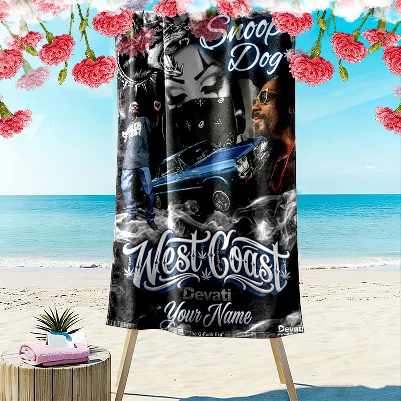 Name Custom Snoop Dogg Print Beach Towel, Large Soft Quick Dry Towel for Beach Camping Swimming