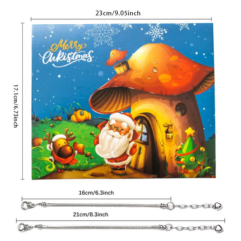 1 Set 24 Günlük Noel Geri Sayım Takvimi Sürpriz Kendin Yap Yaratıcı Takı Uçlu Yapım Kiti Noel Advent Takvimi Kız Bileklik