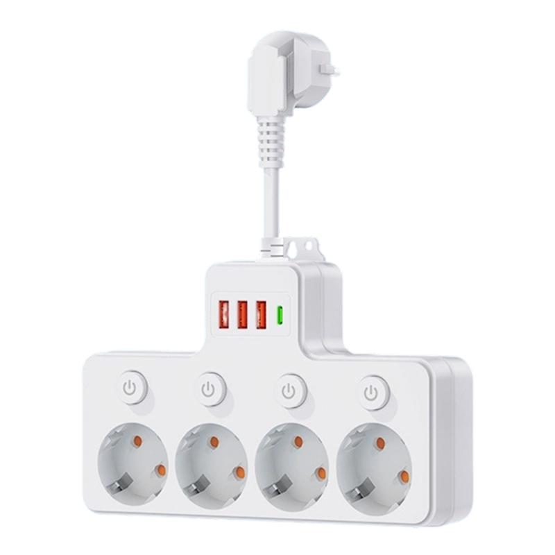 Universal Power Strips With Individual Switches Safe ABS Construction Ideal For Charging Devices Convenient Use