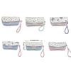 Flower Print Pen Bag with Lanyard Large Capacity Pencil Case Pen Organizers Pencil Pouches Travel Makeup Bag for Women