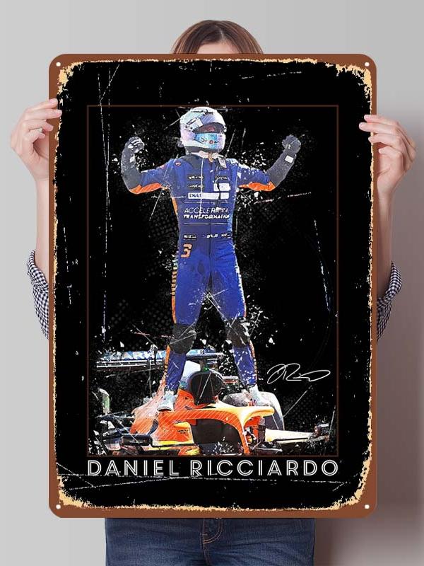Daniel Ricciardo Plakaty Wyścigowe F1 Metalowe Znaki Dekoracja Wystrój Salonu Mężczyźni Niestandardowe Blaszane Tabliczki do Dekoracji Ścian