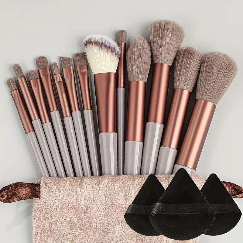 13-Piece Makeup Brush Set Season Green Brown Coffee Color Soft Bristles Non-Shedding Brush Set Eyeshadow Loose Powder