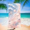 Microfiber Quick Dry Beach Towel - Starfish Seashell Pattern, Soft Lightweight Sandless Travel Blanket for Swimming, Gym, Yoga