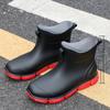 Outdoor function bright black 16 high short wading boots flat bottom thickened rubber shoes wading boots outdoor travel shoes rain shoes men