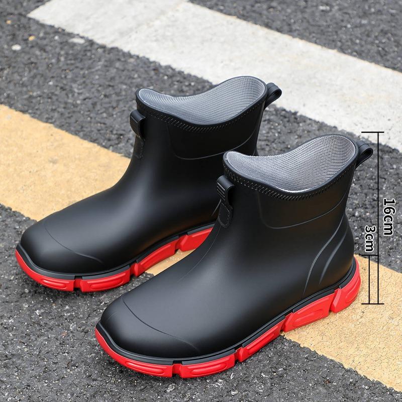 Outdoor function bright black 16 high short wading boots flat bottom thickened rubber shoes wading boots outdoor travel shoes rain shoes men
