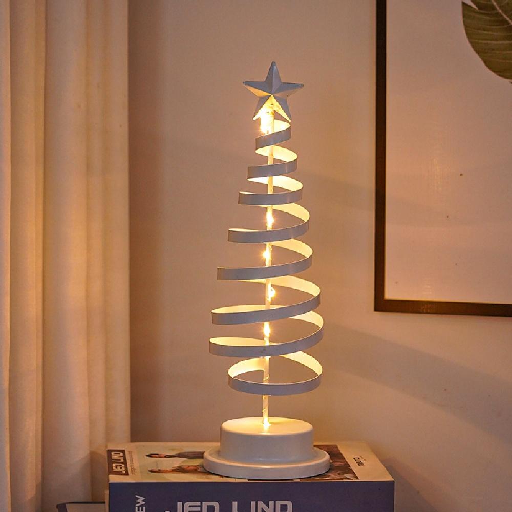 LED Christmas Tree Bedside Lamp,Decorative Iron Art Table Light For Cozy Bedroom&Festive Atmosphere,Battery-Powered Night Light
