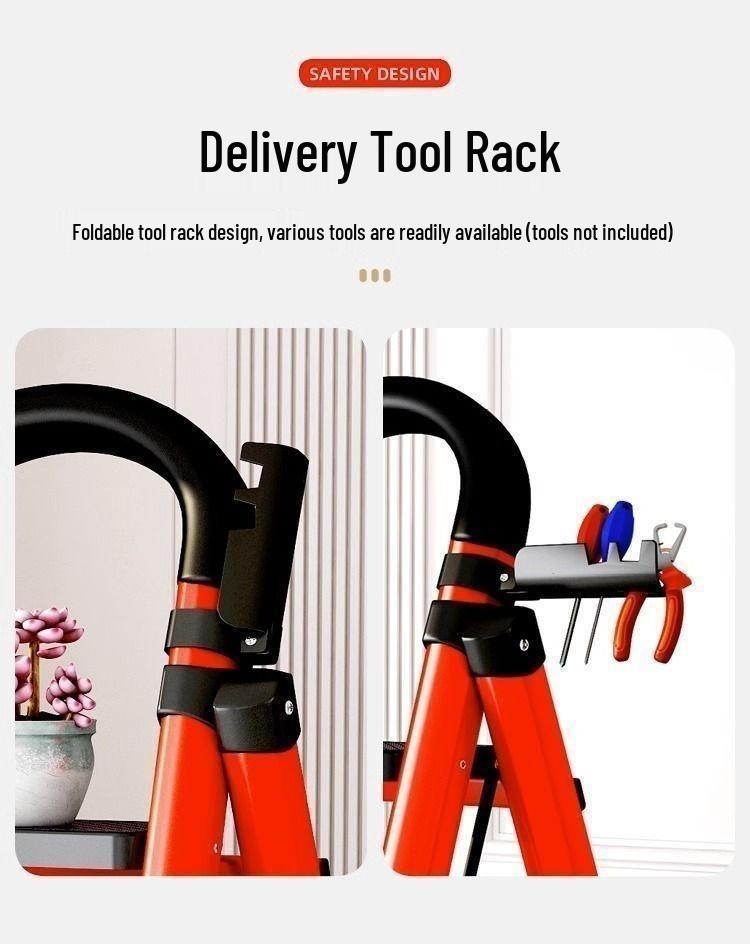 Folding Carbon Steel A-Frame Telescopic Step Ladder - Multifunctional Indoor Use
