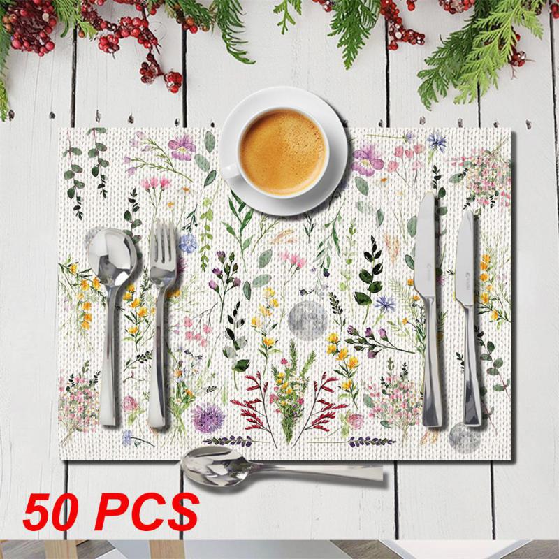10~50PCS Printed Placemat Wear-resistant And Scratch-resistant Durable Cozy Kitchen Decoration Insulated Placemat Clear Pattern